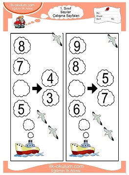 Çocuklar İçin Sayılar Çalışma Sayfaları 